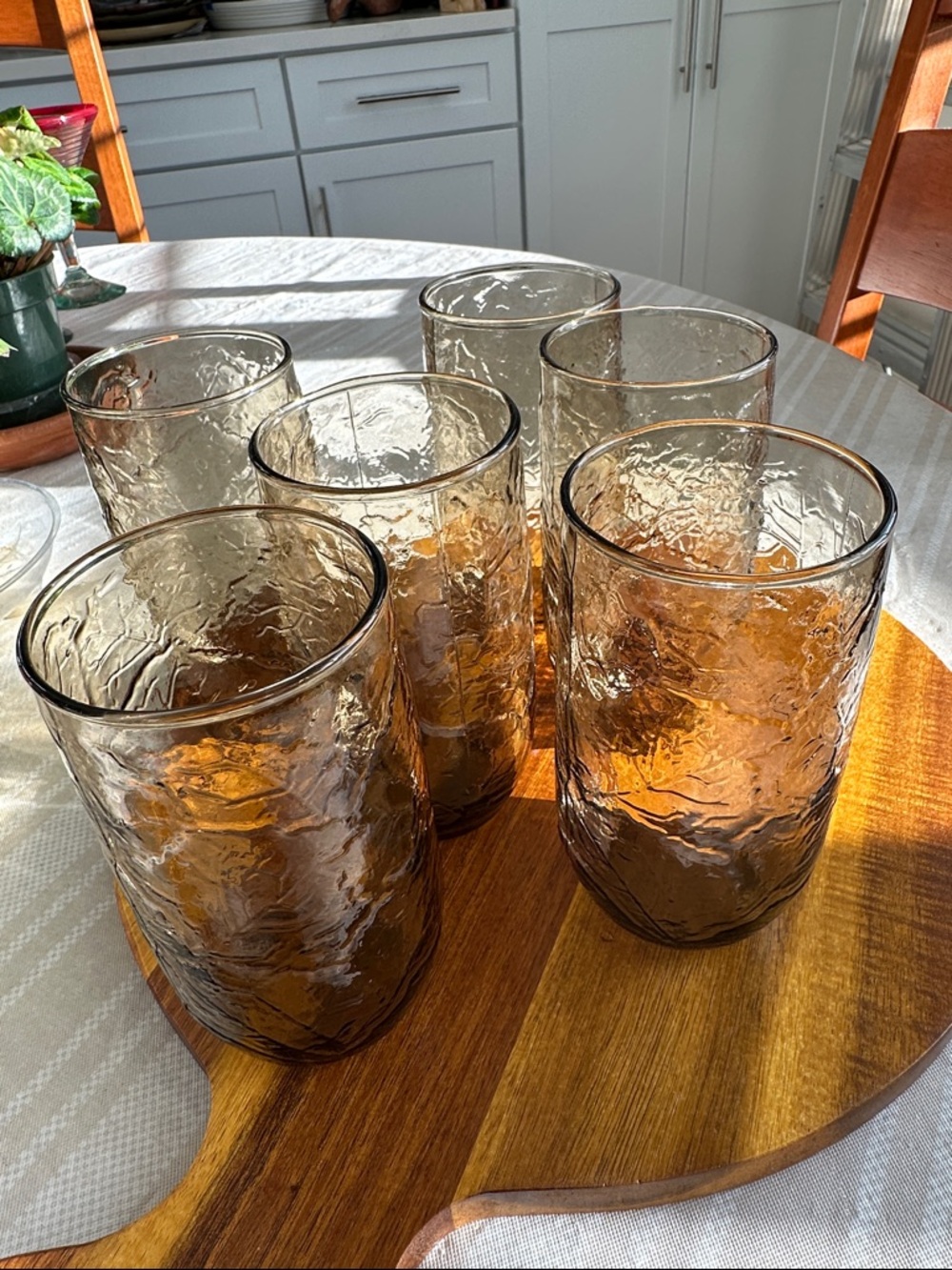 6 Anchor Hocking Sherwood Spicey Brown Vintage Tumblers. 1970s